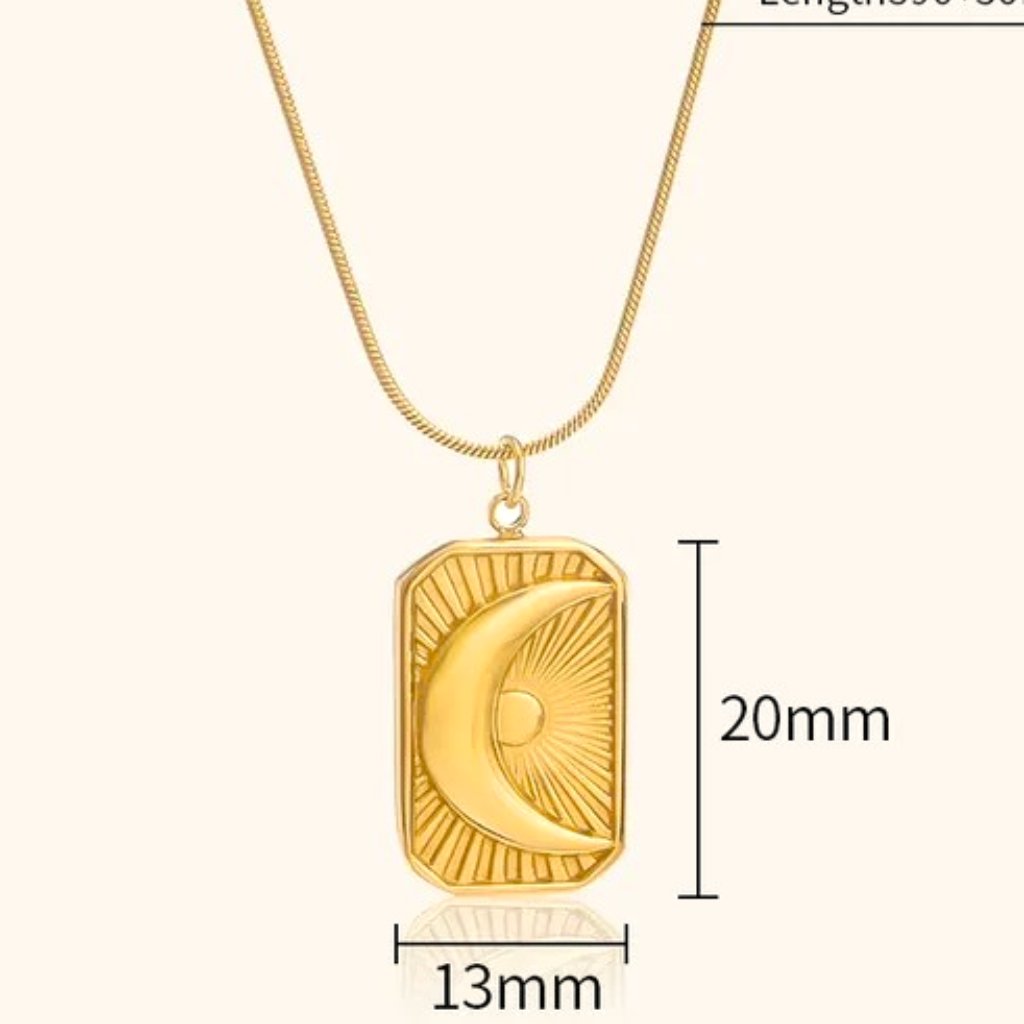 Ancient Look Pendant Sun And Moon Necklace 18k Dipped Matte Finish Modern